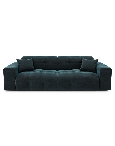 Canapé 4 places Matis Velours bleu paon - 230x92x85 cm