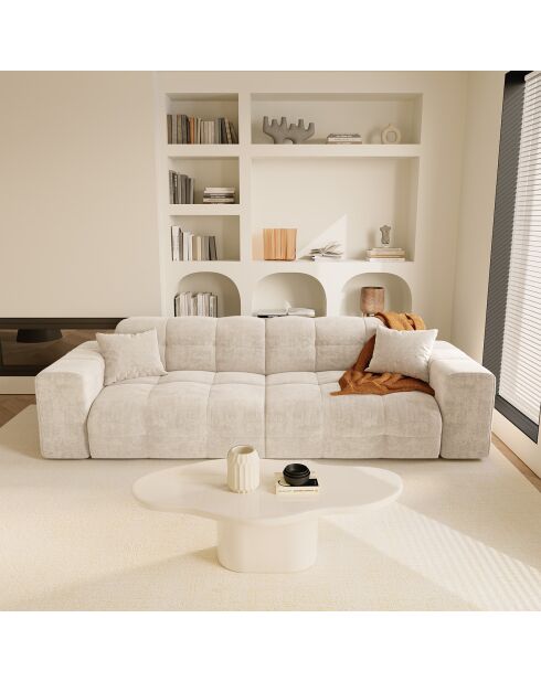 Matis 4-Sitzer-Sofa Velours cremefarben - 230x92x85 cm