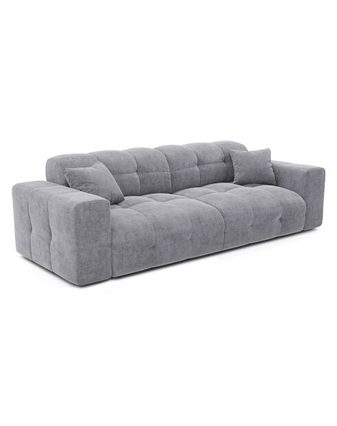Canapé 4 places Matis Velours gris béton - 230x92x85 cm