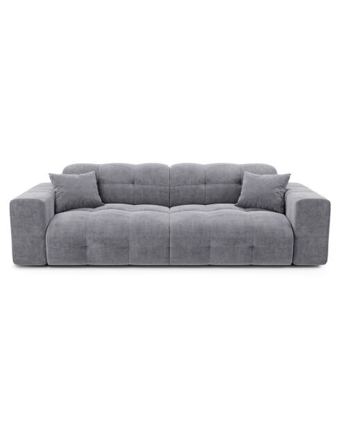 Canapé 4 places Matis Velours gris béton - 230x92x85 cm