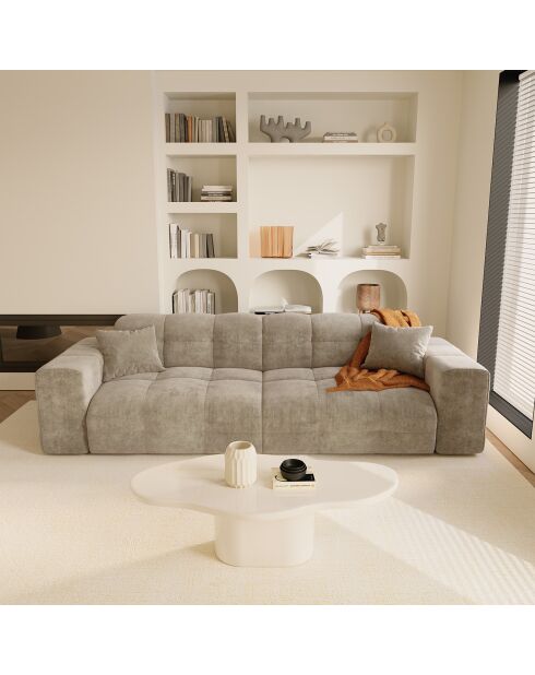 Canapé 4 places Matis Velours taupe - 230x92x85 cm