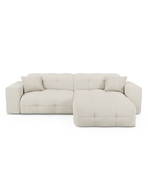 Canapé angle droit Matis Tissu bouclette crème - 230x155x85 cm