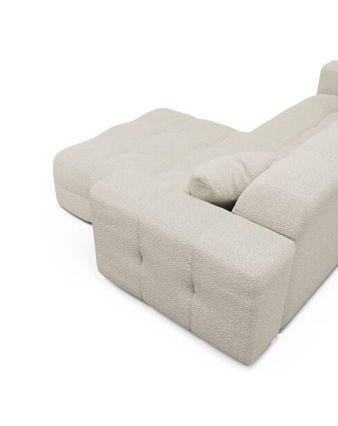 Matis rechthoekige bank crèmekleurige boucléstof - 230x155x85 cm