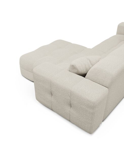 Canapé angle droit Matis Tissu bouclette crème - 230x155x85 cm