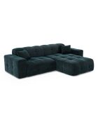 Canapé angle droit Matis Velours bleu paon - 230x155x85 cm
