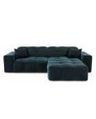 Canapé angle droit Matis Velours bleu paon - 230x155x85 cm