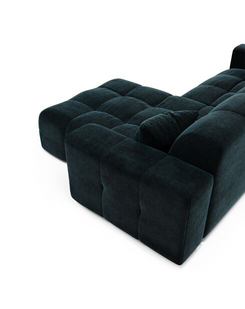 Canapé angle droit Matis Velours bleu paon - 230x155x85 cm