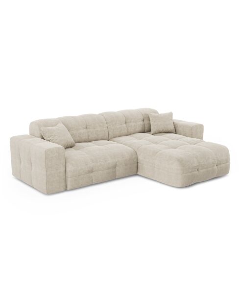 Canapé angle droit Matis Velours crème - 230x155x85 cm