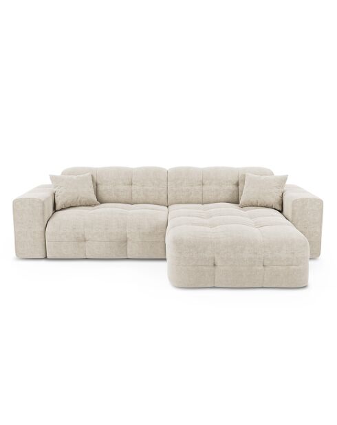 Canapé angle droit Matis Velours crème - 230x155x85 cm