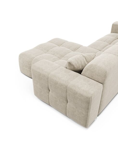 Sofá en ángulo recto Matis terciopelo crema - 230x155x85 cm