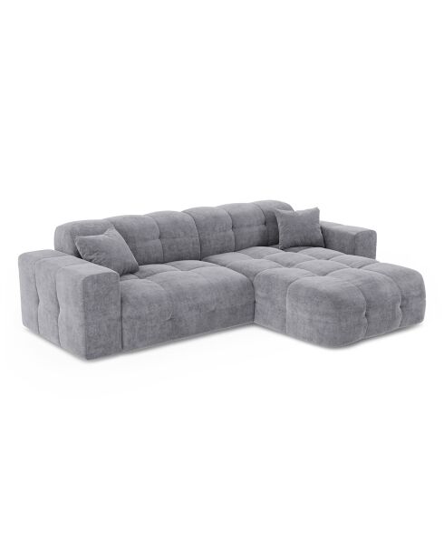 Canapé angle droit Matis Velours gris clair - 230x155x85 cm