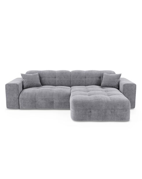 Matis rechtwinkliges Sofa hellgrauer Samt - 230x155x85 cm