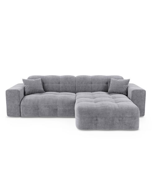 Canapé angle droit Matis Velours gris clair - 230x155x85 cm