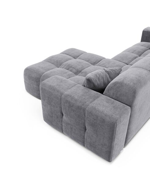 Matis rechtwinkliges Sofa hellgrauer Samt - 230x155x85 cm
