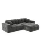 Canapé angle droit Matis Velours gris graphite - 230x155x85 cm