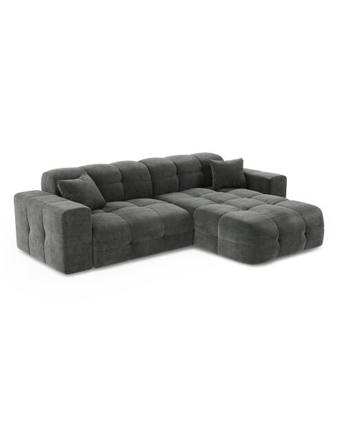 Canapé angle droit Matis Velours gris graphite - 230x155x85 cm