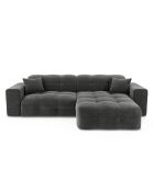 Canapé angle droit Matis Velours gris graphite - 230x155x85 cm