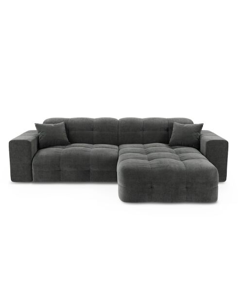 Canapé angle droit Matis Velours gris graphite - 230x155x85 cm