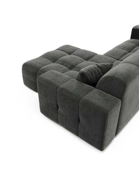 Canapé angle droit Matis Velours gris graphite - 230x155x85 cm