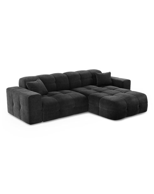 Divano ad angolo retto Matis in velluto nero - 230x155x85 cm