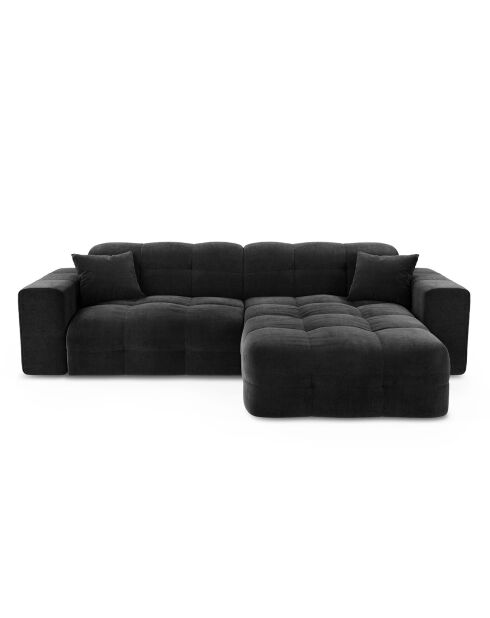Canapé angle droit Matis Velours noir - 230x155x85 cm