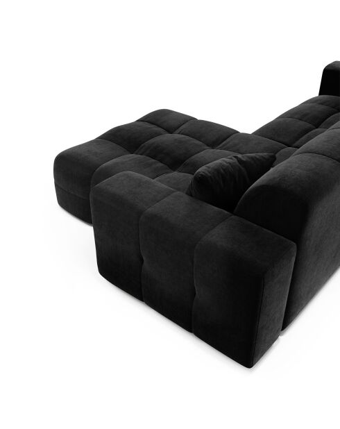 Divano ad angolo retto Matis in velluto nero - 230x155x85 cm