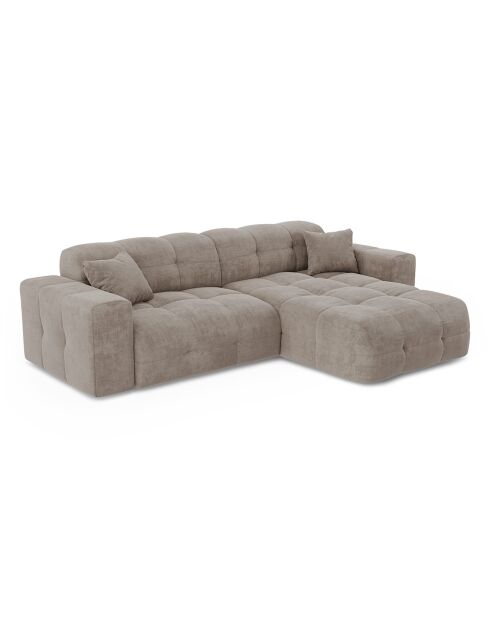 Canapé angle droit Matis Velours taupe - 230x155x85 cm