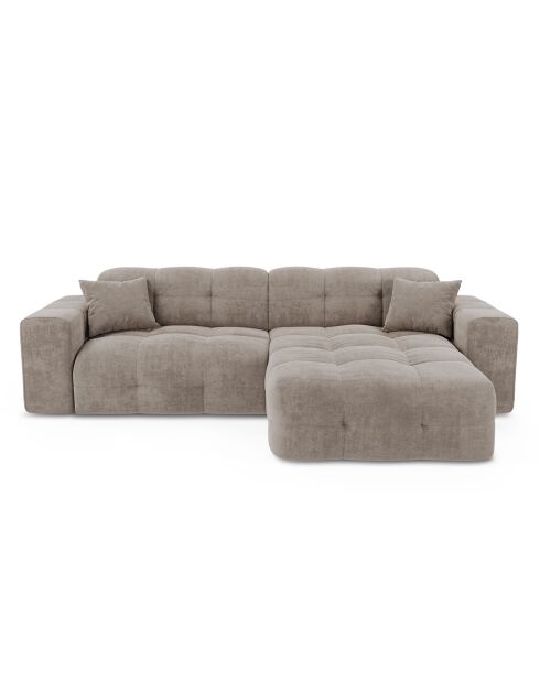 Matis Rechtecksofa aus taupefarbenem Samt - 230x155x85 cm