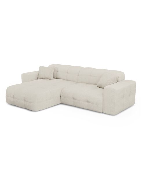 Linkes Ecksofa Matis cremefarbener Boucle-Stoff - 230x155x85 cm