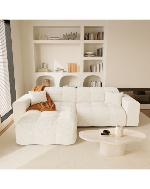 Canapé angle gauche Matis Tissu bouclette crème - 230x155x85 cm