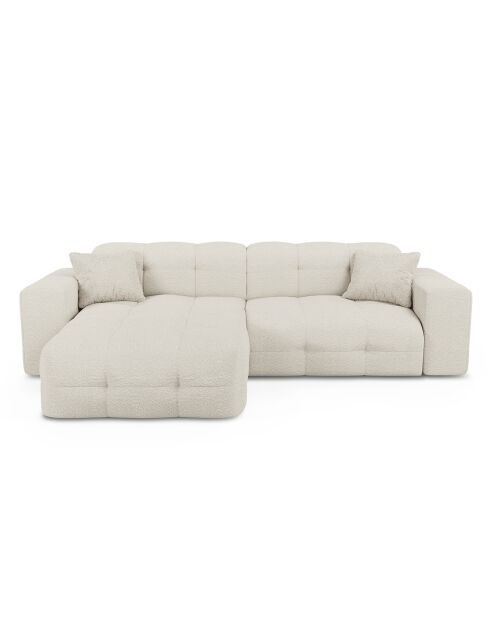 Linkes Ecksofa Matis cremefarbener Boucle-Stoff - 230x155x85 cm
