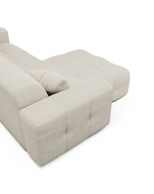 Linkes Ecksofa Matis cremefarbener Boucle-Stoff - 230x155x85 cm