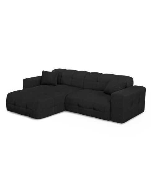 Linkes Ecksofa Matis aus schwarzem Boucle-Stoff - 230x155x85 cm