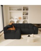 Canapé angle gauche Matis Tissu bouclette noir - 230x155x85 cm