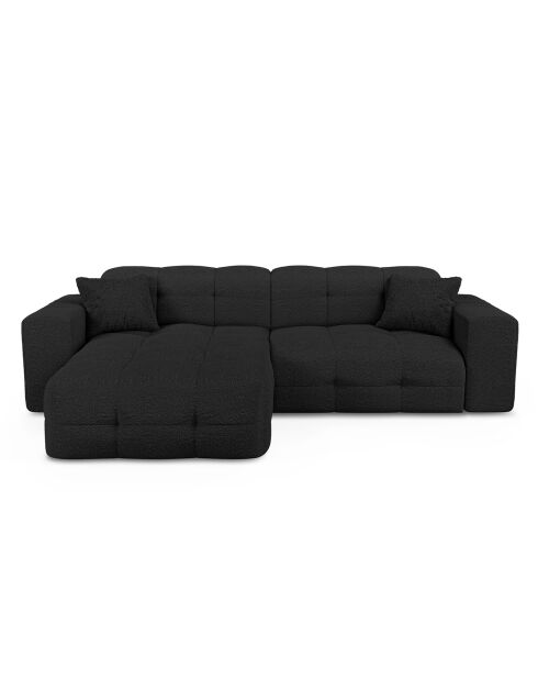 Linkes Ecksofa Matis aus schwarzem Boucle-Stoff - 230x155x85 cm
