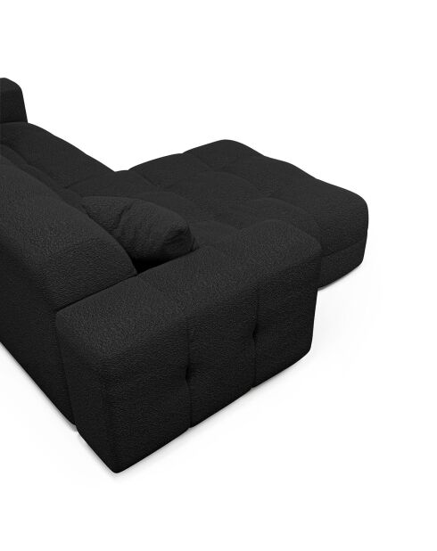 Linkes Ecksofa Matis aus schwarzem Boucle-Stoff - 230x155x85 cm