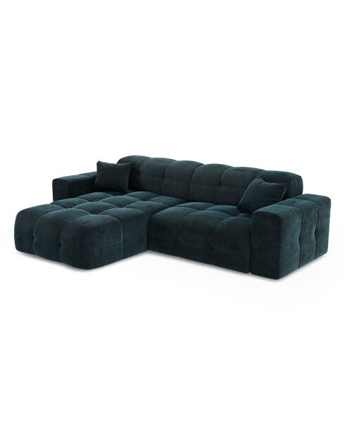 Canapé angle gauche Matis Velours bleu paon - 230x155x85 cm