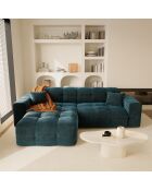 Canapé angle gauche Matis Velours bleu paon - 230x155x85 cm