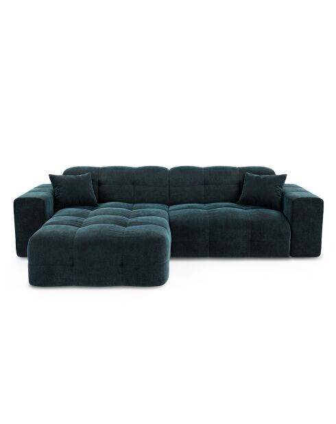 Canapé angle gauche Matis Velours bleu paon - 230x155x85 cm