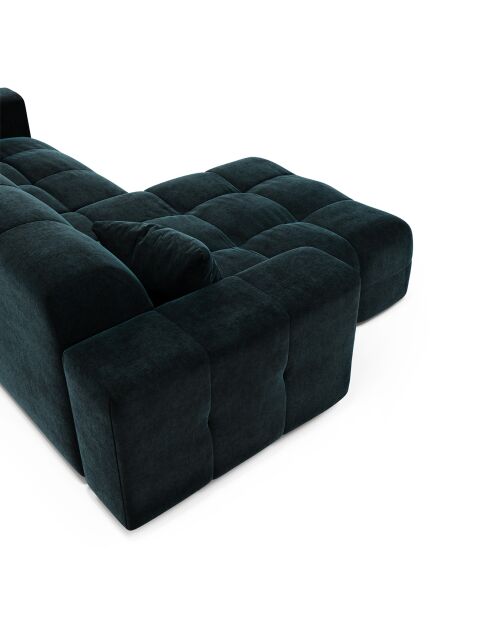 Canapé angle gauche Matis Velours bleu paon - 230x155x85 cm