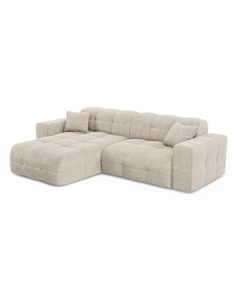 Canapé angle gauche Matis Velours crème - 230x155x85 cm