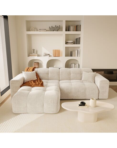 Canapé angle gauche Matis Velours crème - 230x155x85 cm