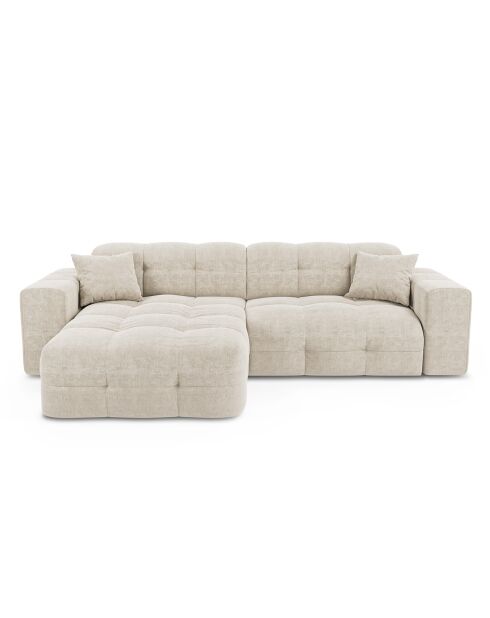 Canapé angle gauche Matis Velours crème - 230x155x85 cm