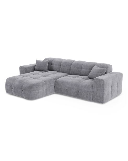 Canapé angle gauche Matis Velours gris clair - 230x155x85 cm