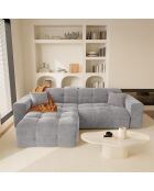 Canapé angle gauche Matis Velours gris clair - 230x155x85 cm