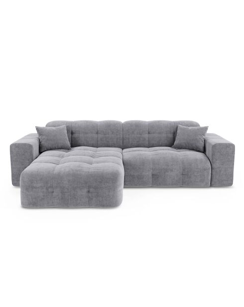 Linkes Ecksofa Matis Velours hellgrau - 230x155x85 cm