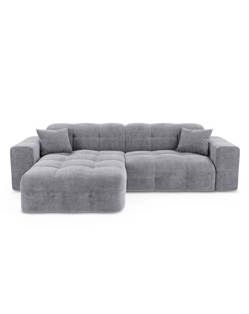 Canapé angle gauche Matis Velours gris clair - 230x155x85 cm