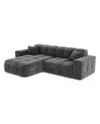 Canapé angle gauche Matis Velours gris graphite - 230x155x85 cm