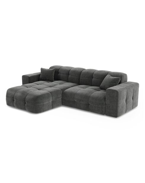 Canapé angle gauche Matis Velours gris graphite - 230x155x85 cm