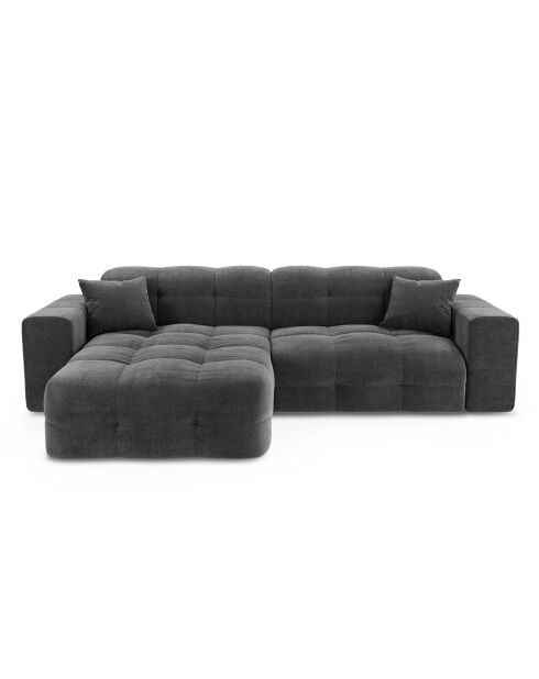 Canapé angle gauche Matis Velours gris graphite - 230x155x85 cm